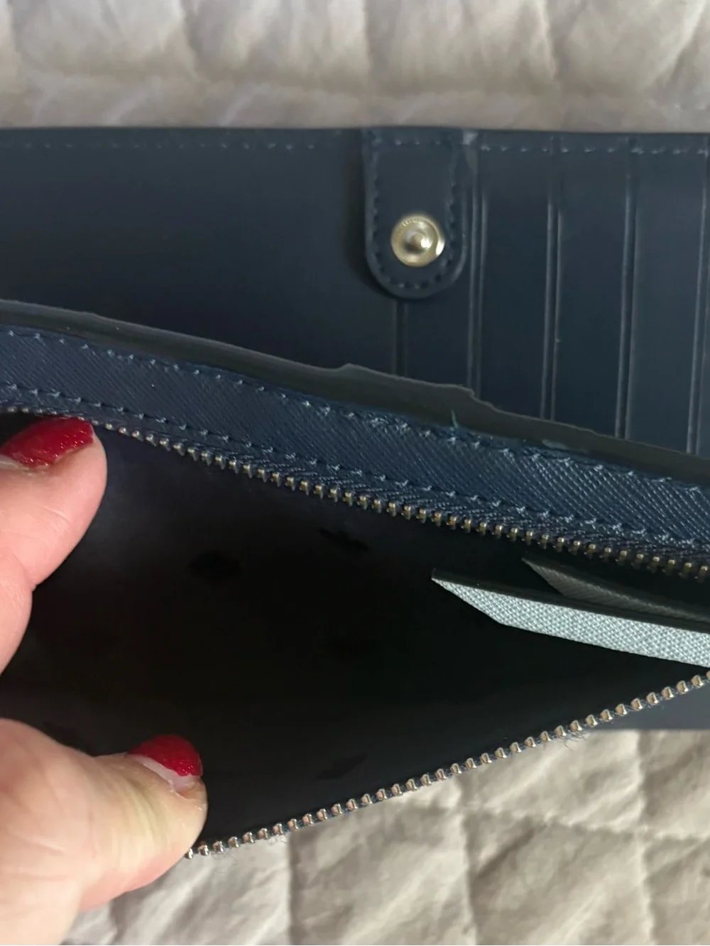 Kate Spade Staci Large Wallet Colorblock Navy Blue And Baby Blue